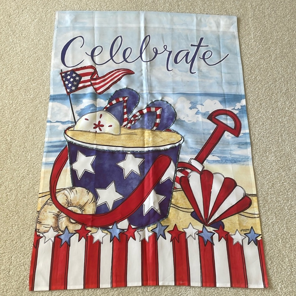 Patriot USA Tara Reed House Flag Fourth of July Red White & Blue Coastal Beach